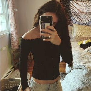 Off the Shoulder Button Down top